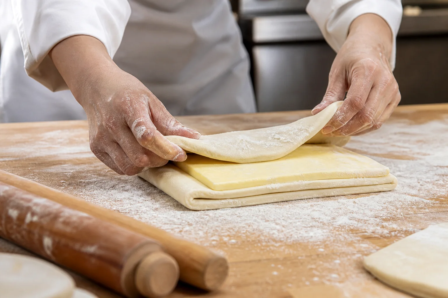 Concept image illustrating croissant dough lamination