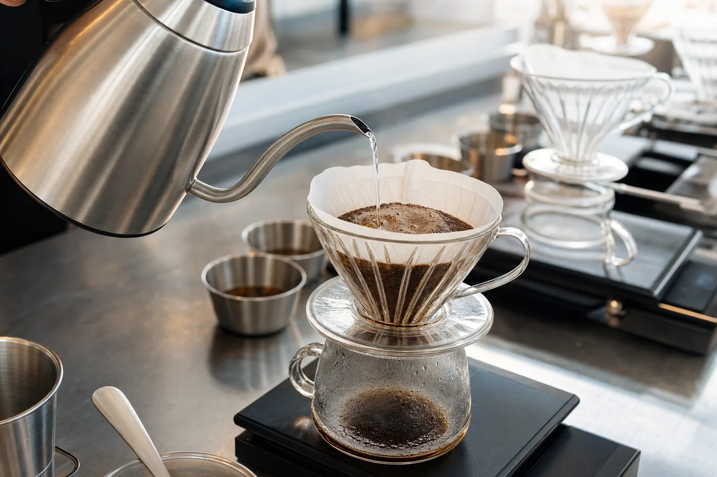 Concept image illustrating controlled filter coffee brewing